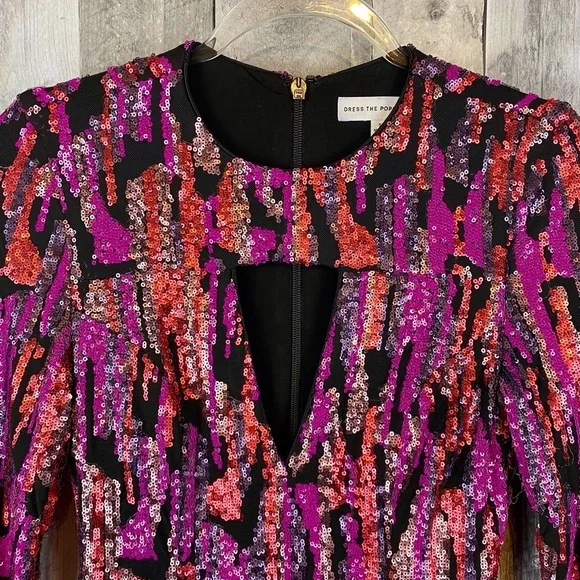 Dress The Population Jayla Sequin Dress in Fuchsia Multi Size Small. - Picture 4 of 13